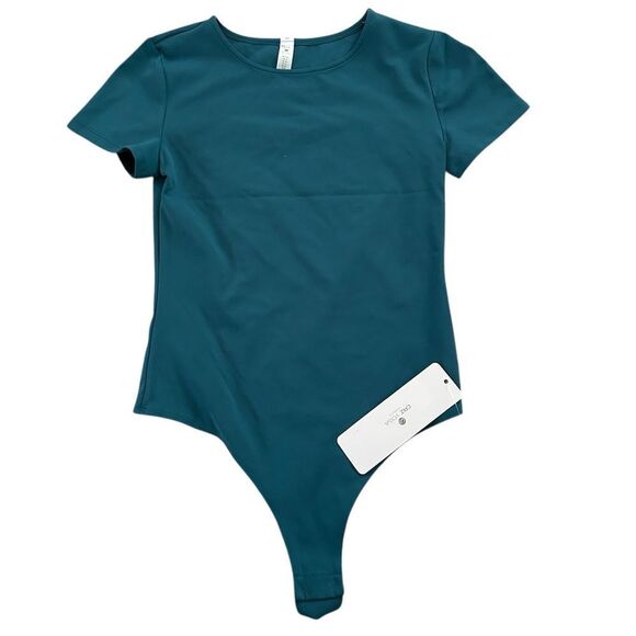CRZ YOGA Cotton Crew Neck Short Sleeves Bodysuit, Borealis Green, Small, NWT - Picture 4 of 9